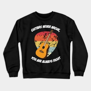 Retro Acoustic Guitar Plectrum Graphic Design and Guitarist Crewneck Sweatshirt